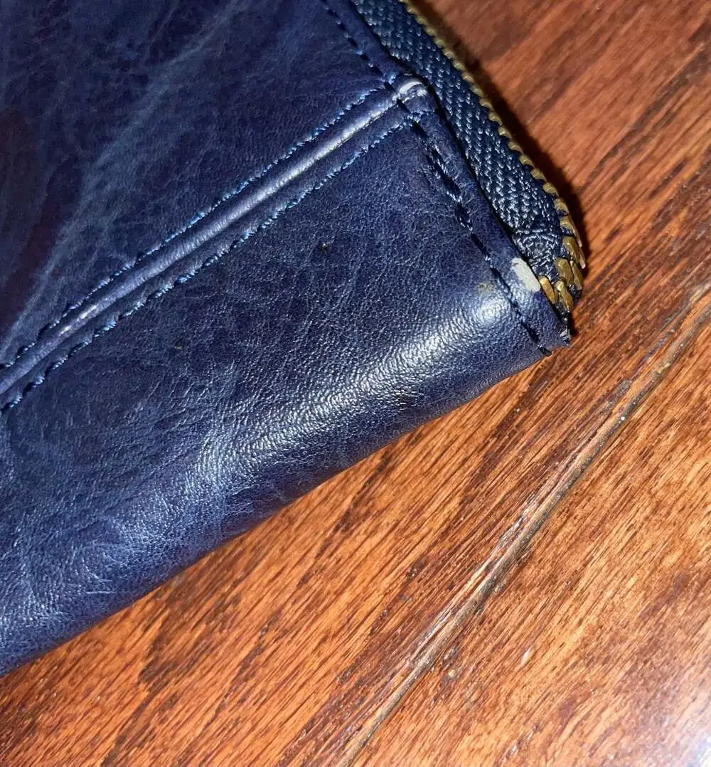 Joy Susan Navy Vegan Leather Wristlet Clutch Minimalist Everyday Bag